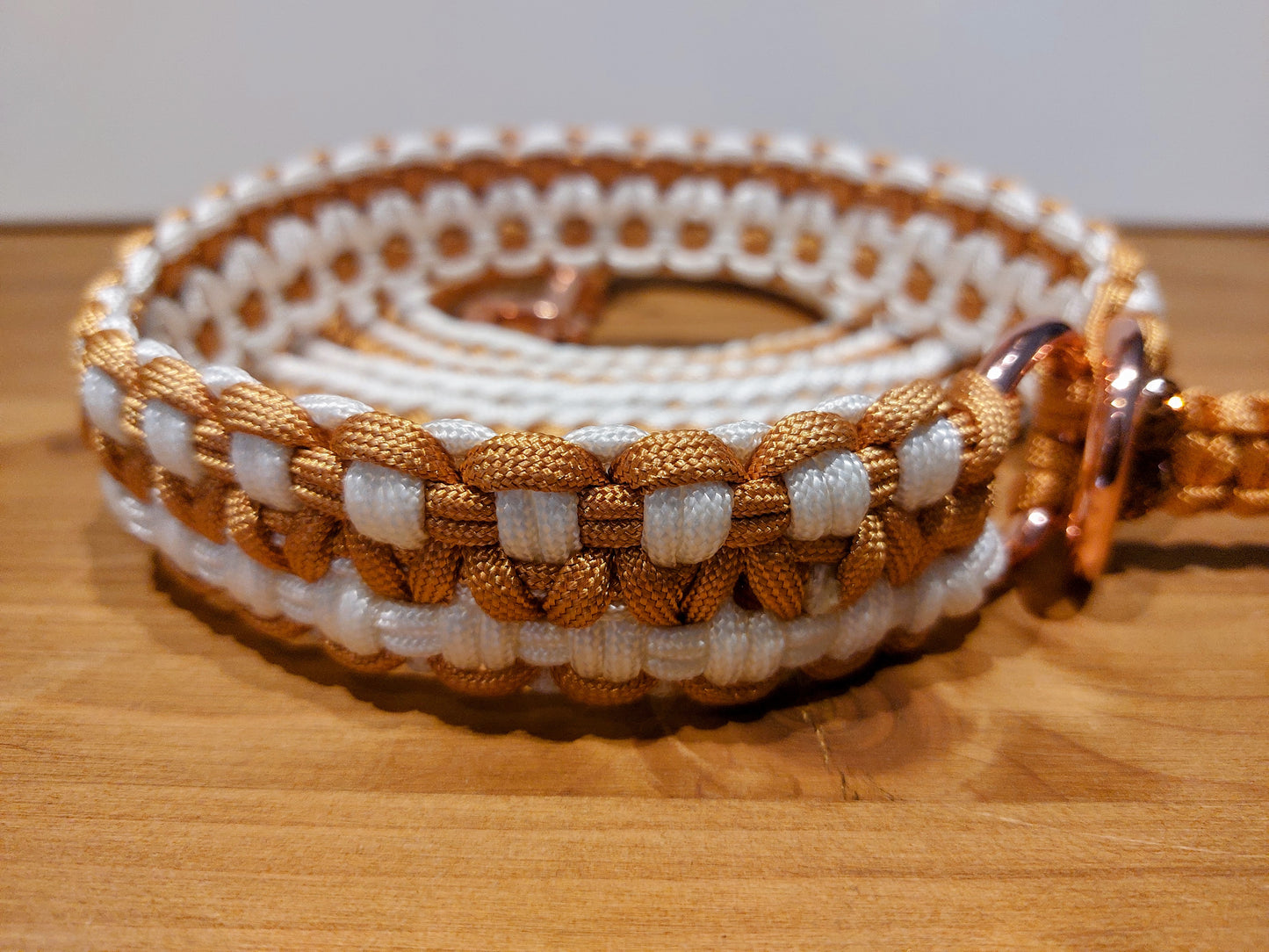 Handgefertigte Hundeleine + Zug-Halsband "Goldpfote"