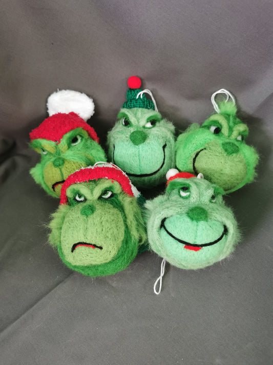 Grinch Filz Weihnachtskugeln