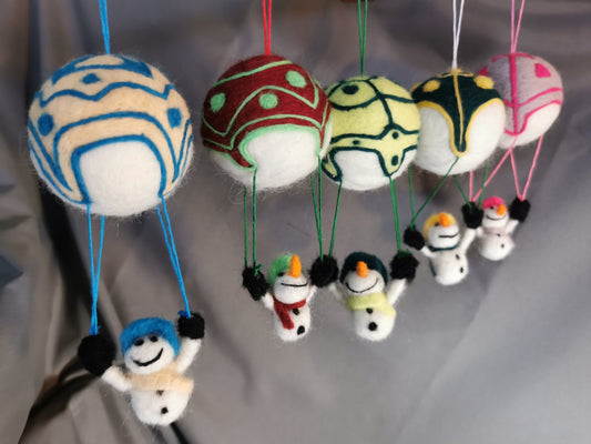 Weihnachtskugel -fliegender Schneemann