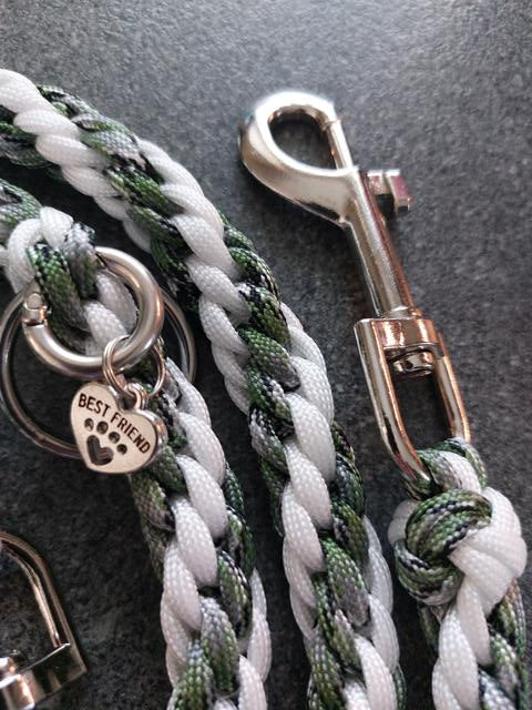 Handgefertigte Hundeleine "Green Snow"