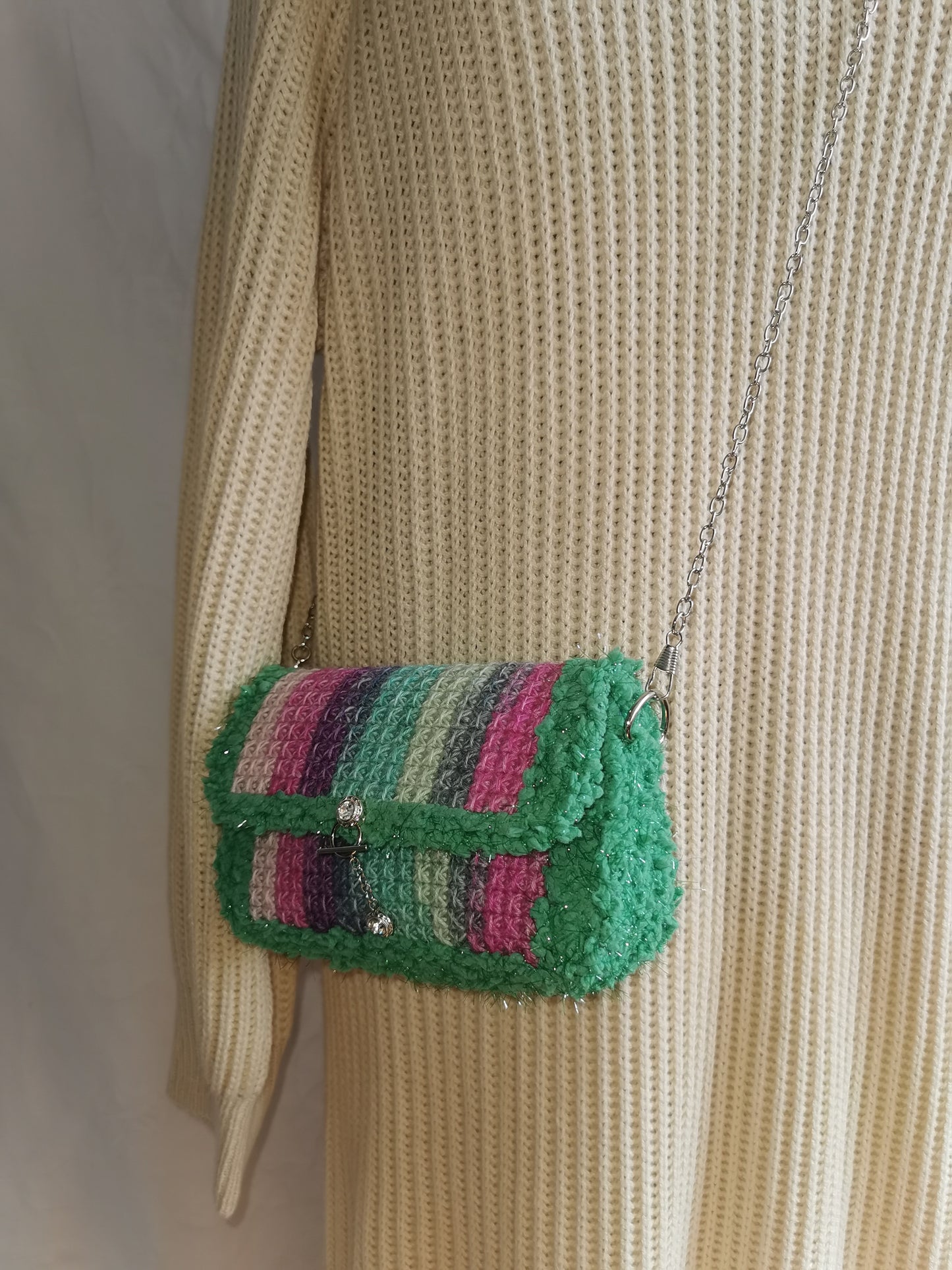 Handtasche Plüsch-Glitzer Wolle