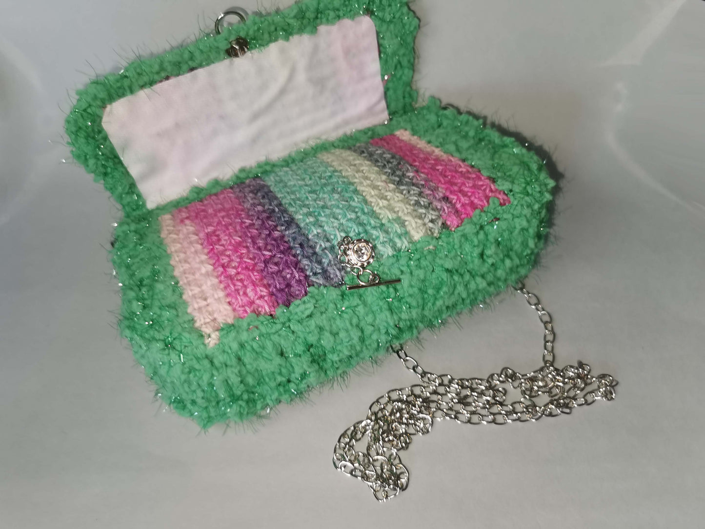 Handtasche Plüsch-Glitzer Wolle