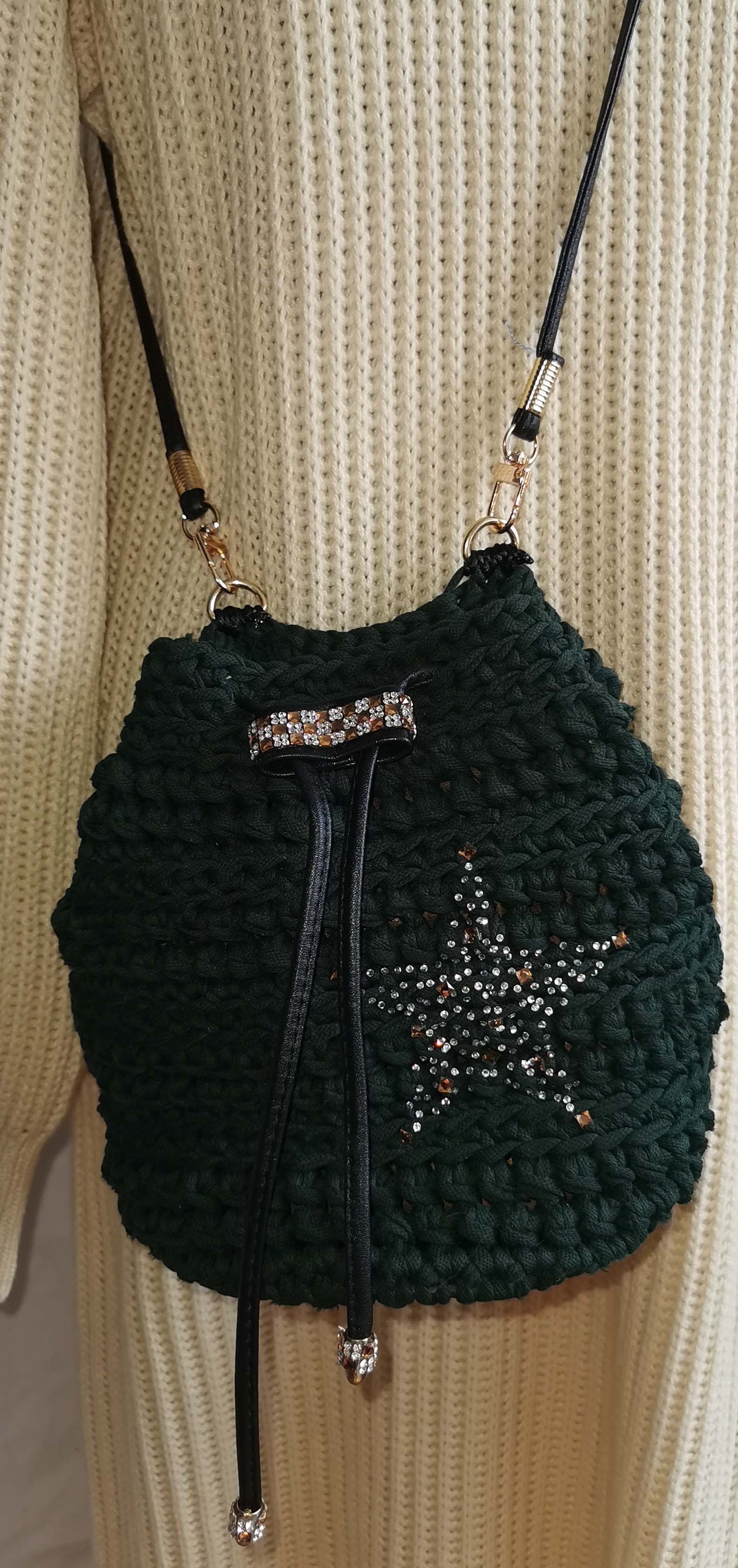 Handtasche kleiner grüner Beutel mit Zusatzinnentasche