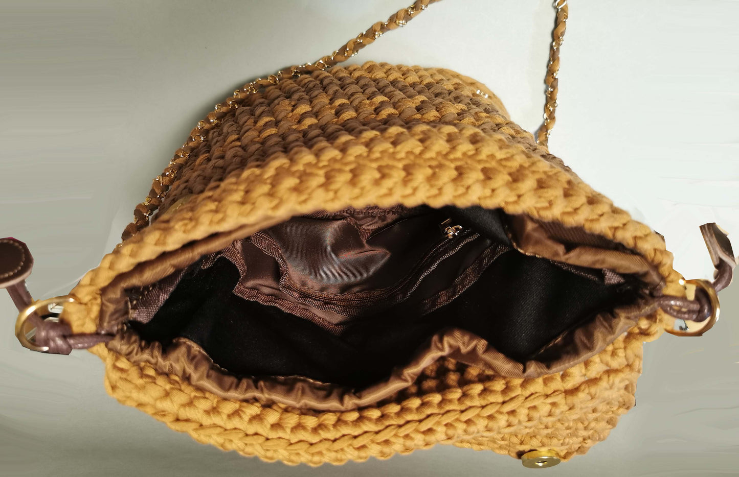 Handtasche aus T-Shirt Wolle und Zusatzinnentasche
