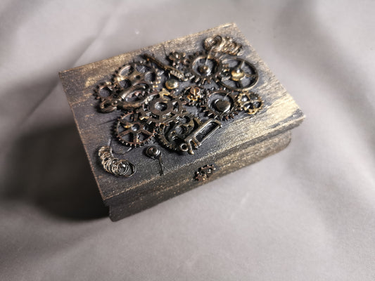 kleine Holztruhe - Steampunk