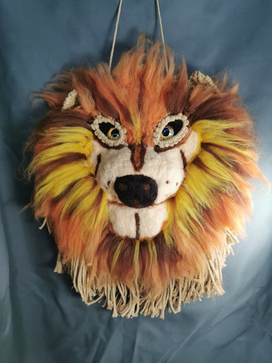 Wandschmuck Makramee Löwe