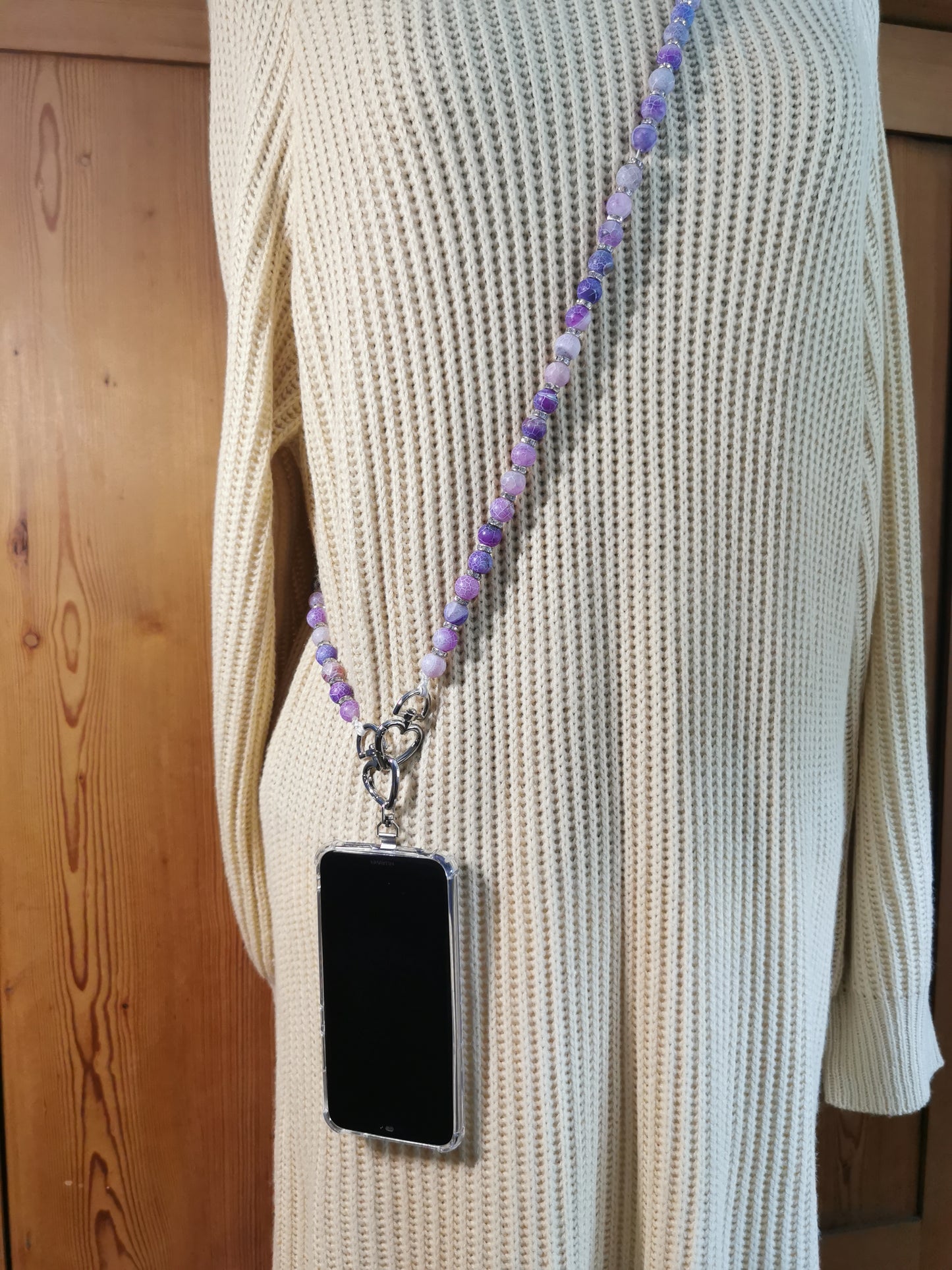 Handyperlenkette Achatlila