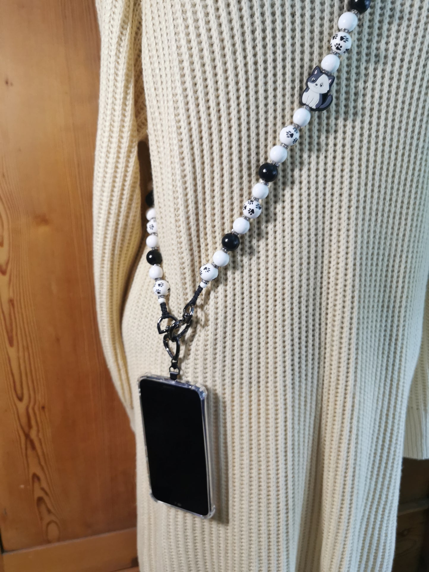 Handyperlenkette Katze