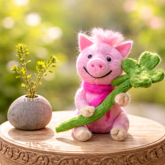 Glücksschweinchen mit Kleeblatt