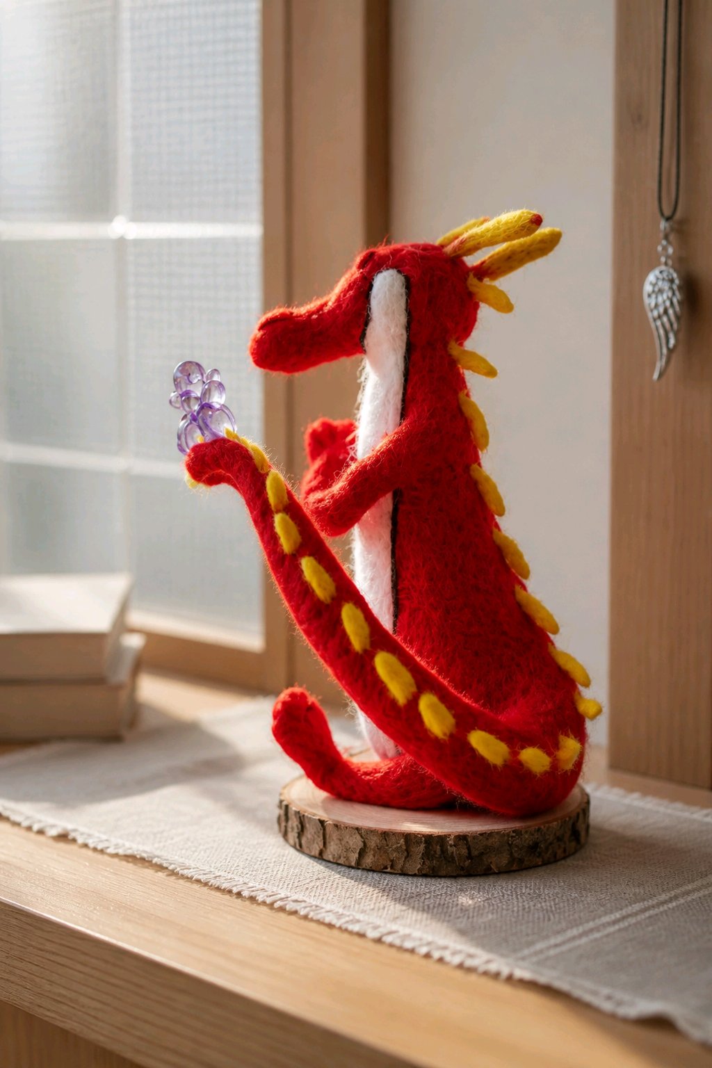 gefilzter roter Drache