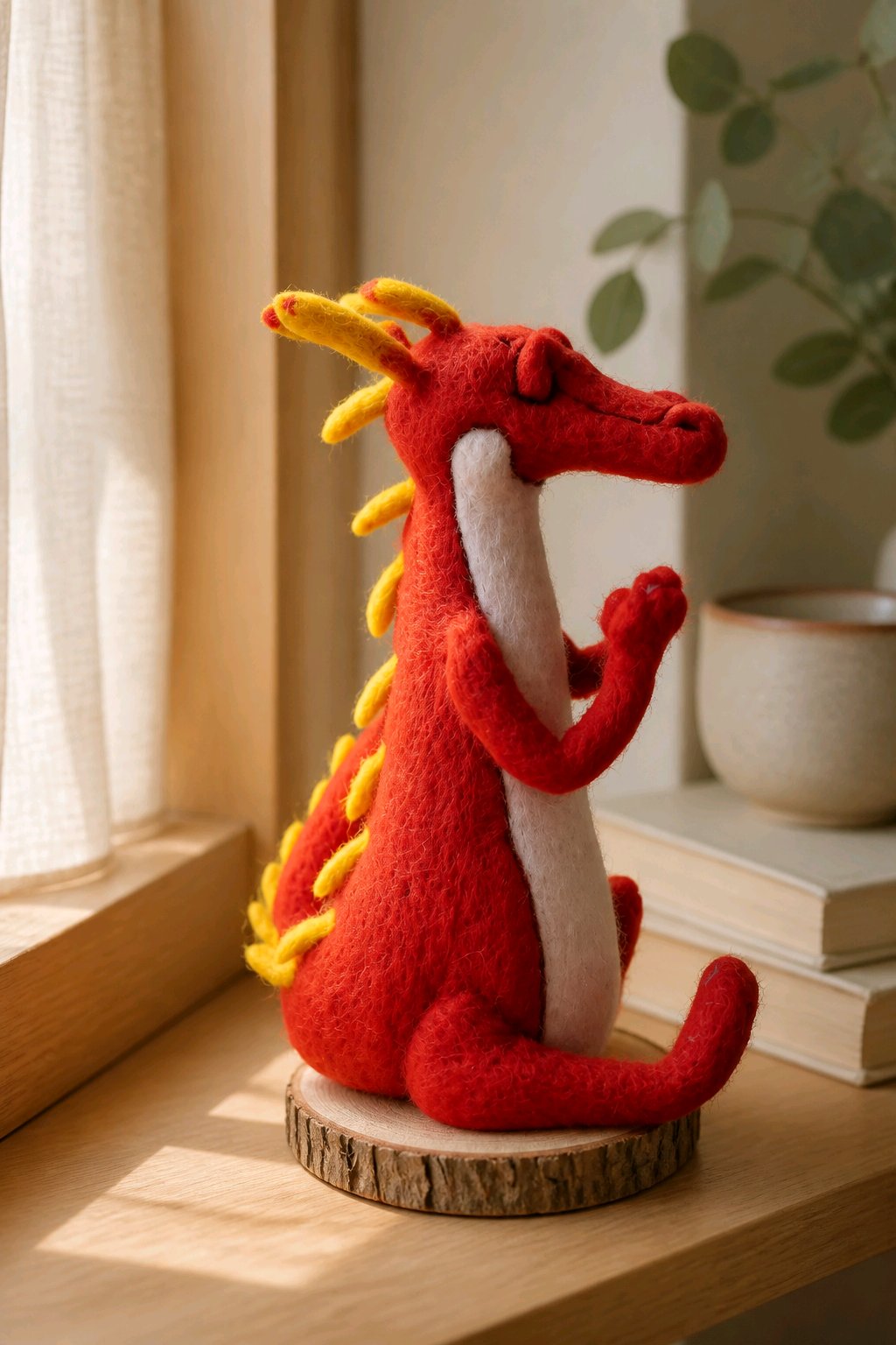 gefilzter roter Drache