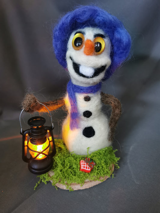 Lustiger Filz Schneemann mit Leuchte