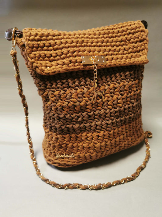 Handtasche aus T-Shirt Wolle und Zusatzinnentasche