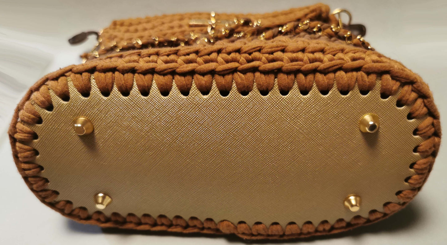 Handtasche aus T-Shirt Wolle und Zusatzinnentasche
