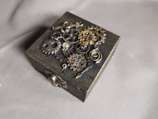 kleine Holzschachtel - Steampunk mit Verschluss