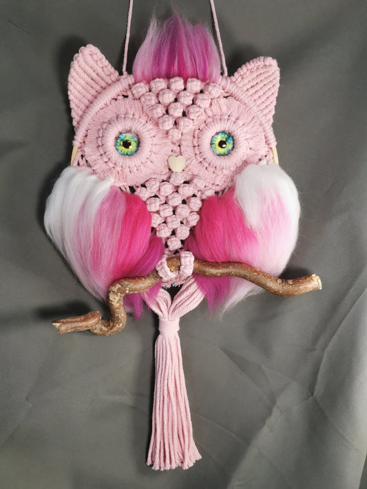 Wandschmuck Makramee rosa