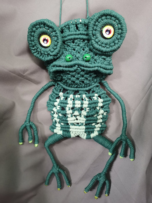 Wandschmuck Makramee Frosch